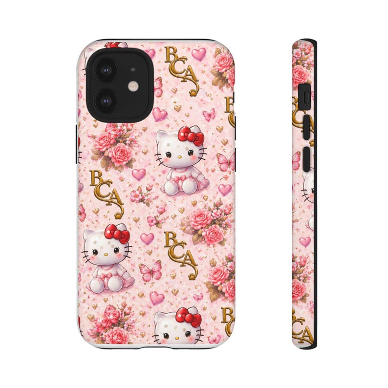 Hello Kitty blommönster mobilskal | Söta rosa hjärtan rosor BCA monogram bild 18