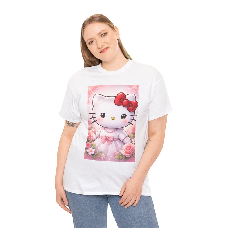 Hello Kitty Princess Dress T-Shirt | Cute Kitty Floral Tee image 5