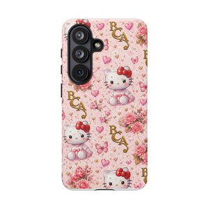 Hello Kitty blommönster mobilskal | Söta rosa hjärtan rosor BCA monogram bild 11