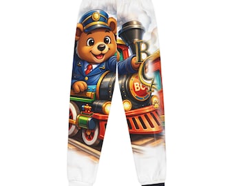 Pantalones deportivos de tren para niños - Pantalones de conductor de oso - Conjunto de tren para niños pequeños - Pantalones deportivos infantiles con estampado integral - Ropa de tren para niño y niña - Conjunto a juego