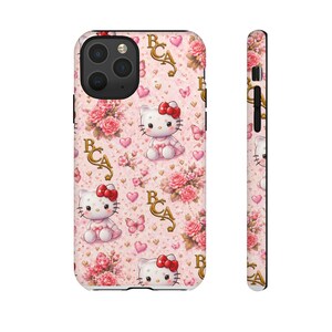 Hello Kitty blommönster mobilskal | Söta rosa hjärtan rosor BCA monogram bild 16