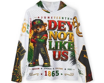 Sudadera con capucha estampada Juneteenth Bear, sudadera con capucha Dey Not Like Us, ropa urbana de cultura negra, sudadera con capucha unisex con mensaje, regalo de orgullo y libertad