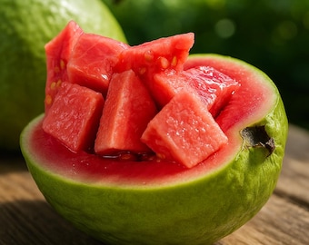 Semillas de guayaba fresa orgánicas: Fruta tropical rosada, sin OMG (50 semillas)