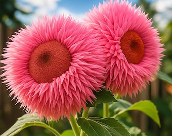 Semillas de girasol rosa gigante con forma de osito de peluche: Flor anual de jardín (50 semillas)