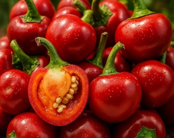 Lote de 3 plantas vivas de chile Red Cherry Hot Cherry Bomb / Más de 75 días de edad