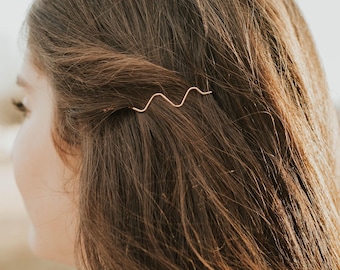 Minimalist Dainty Line Wave Hair Clip Hair Pins (a pair) for Everyday Hairstyle Side-Part, Lightweight Unique Modern Hair Accessories