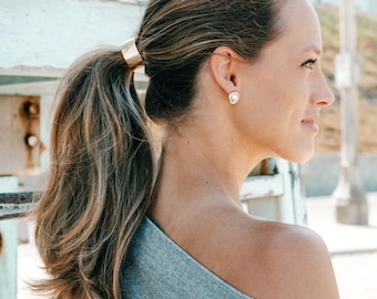 Minimalist Elegant Aesthetic Metallic Hair Cuff Ponytail Holder Hair Tie | Everyday Modern Sleek Cylinder Ponytail Cuff Hair Accessory