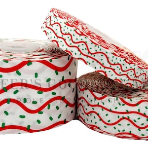 Cinta para pasteles navideños, cinta navideña, cinta festiva, cinta para moños, Little Debbie Cakes, 3 yardas