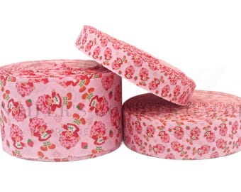 Strawberry Shortcake Ribbon, Strawberry Girl Ribbon, Strawberry Ribbon, Hair Bow Ribbon, Key FOB Ribbon, Wholesale Ribbon,  3 YARDS