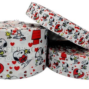 Charlie Brown Ribbon, Snoopy Ribbon, Valentine's Day Ribbon, Holiday Ribbon, Cartoon Ribbon, Hair Bow Ribbon, 3 YARDS