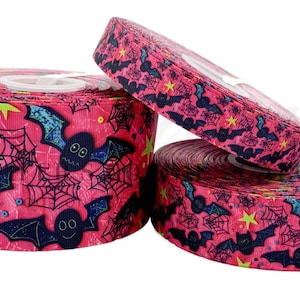 Halloween Ribbon, Bat Ribbon, 3D Neon Ribbon, 3 YARDS