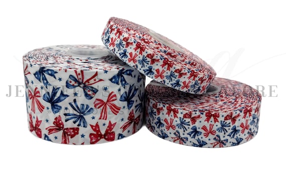July 4th Ribbon, Coquette Bows Ribbon, American Flag Ribbon, Patriotic Ribbon, Key FOB Ribbon, Hair Bow Ribbon, 3 YARDS