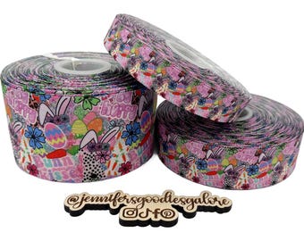 Easter Ribbon, Easter Bunny Ribbon, Be Hoppy Ribbon, Bunny Kisses Ribbon, Lanyard Ribbon, Hair Bow Ribbon, Wholesale Ribbon, 3 YARDS
