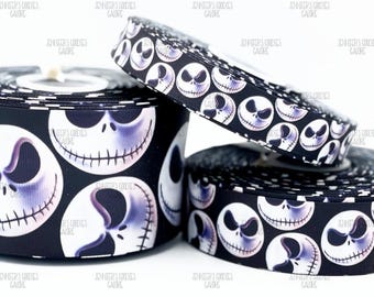 Nightmare Before Christmas Ribbon, Jack Ribbon, Jack Faces Ribbon, Halloween Ribbon, Christmas Ribbon, DIY Hair Bows, 3 YARDS