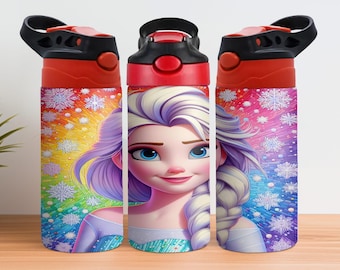 Frozen Elsa 12oz Tumbler Wrap, Kids Sippy Cup Design (PNG Digital Download)