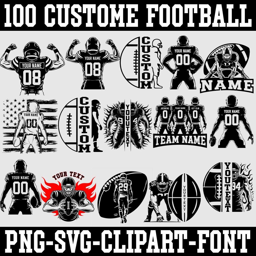 Custom Football Player SVG Bundle, Name & Number Design (digital ...