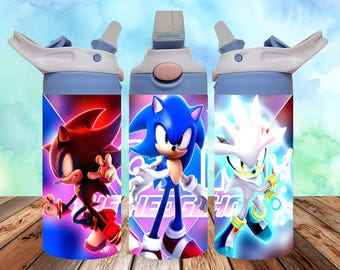 ソニックキッズ シッピーカップ 12オンス タンブラーラップ – 昇華デザイン PNG (デジタルダウンロード)