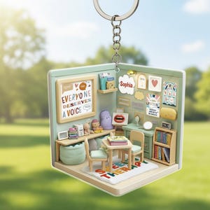 Custom Dreamy Speech Therapy Classroom keychain, Personalized SLP Acrylic keychain, Speech Language Pathologist Gift