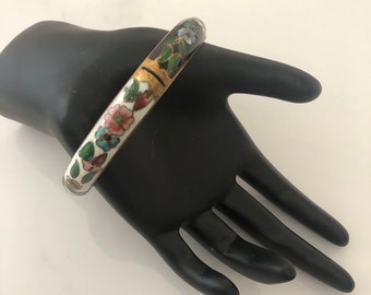 Vintage Cloisonné Floral Bangle | Vintage Floral Bracelet