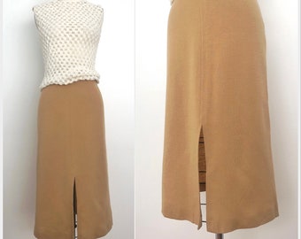 1970s Camel Pencil Skirt