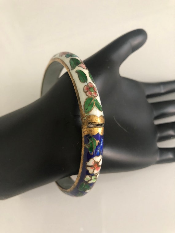 Vintage Cloisonné Floral Bangle | Vintage Floral … - image 3