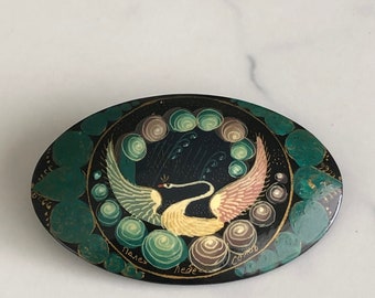 vintage hand painted swan pin