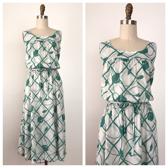 1970s Country Kitchen Dress | Vintage Green Dress