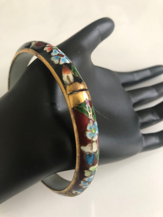 Vintage Cloisonné Floral Bangle | Vintage Floral … - image 6