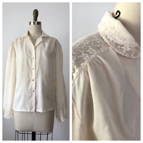 Vintage 70s Emily Blouse | Vintage Cream Blouse - image 1