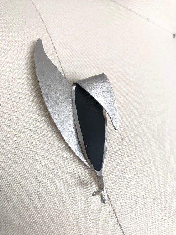 1960s Silver Leaf Jewelry Set | Vintage Earrings … - image 4