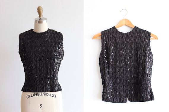 1950s Black Sequin Top / Lentejuela Top
