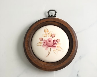 Vintage Rosa Art | wooden rounded art