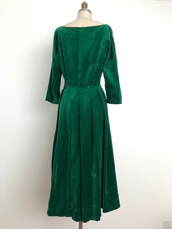 1950s Esmeralda Velvet Dress | Vintage Green Dress - image 5