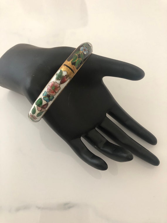 Vintage Cloisonné Floral Bangle | Vintage Floral … - image 1