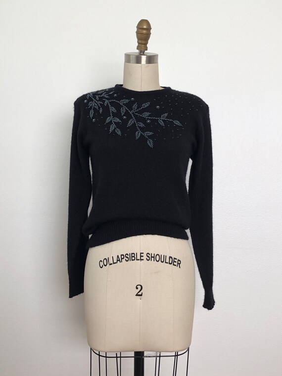 Vintage Beaded Branches Sweater - image 3