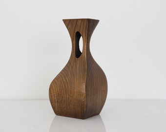 Mid Century Wooden Vase / Vintage Vase