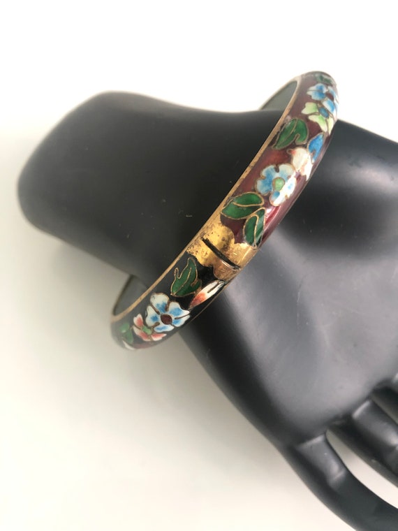 Vintage Cloisonné Floral Bangle | Vintage Floral … - image 2