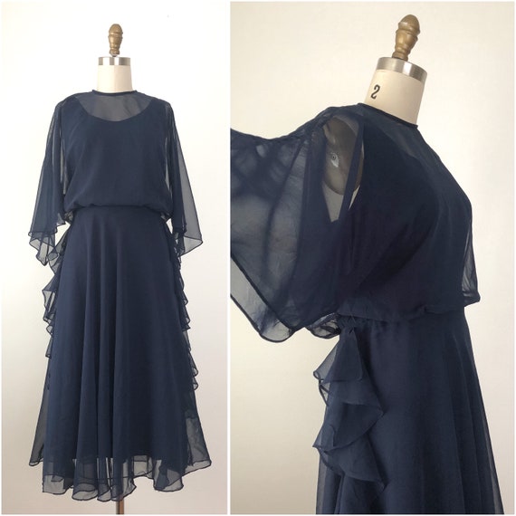 1970s Marino Ruffled Dress - image 1