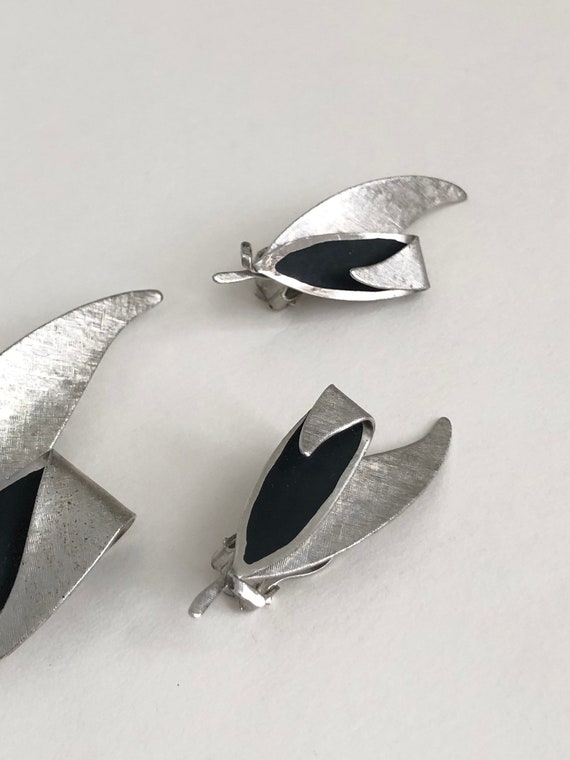 1960s Silver Leaf Jewelry Set | Vintage Earrings … - image 8