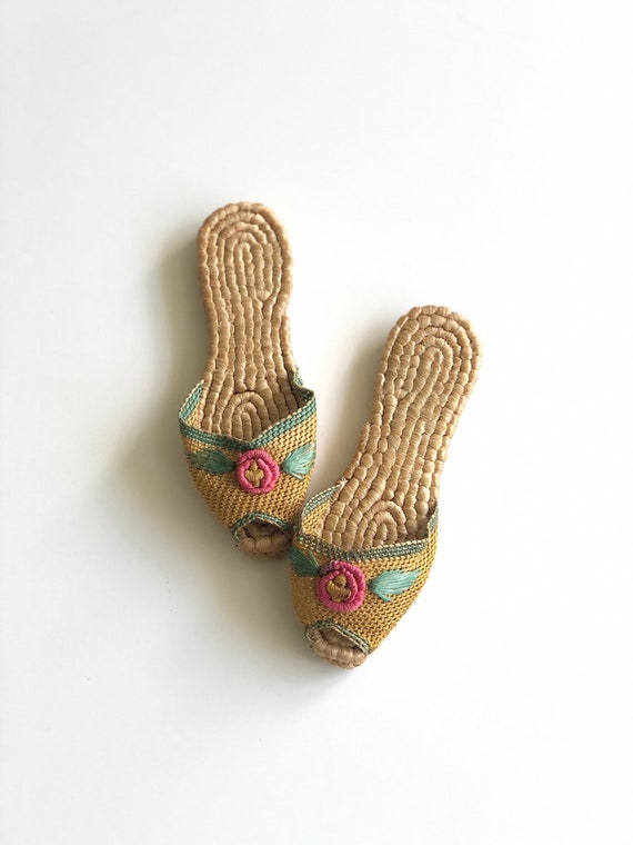 1940s Rosalia Slippers | Antique Woven Slippers