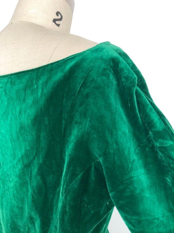 1950s Esmeralda Velvet Dress | Vintage Green Dress - image 7