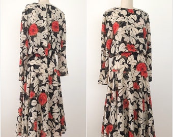 Vintage 80s Kono Dress / Floral Dress