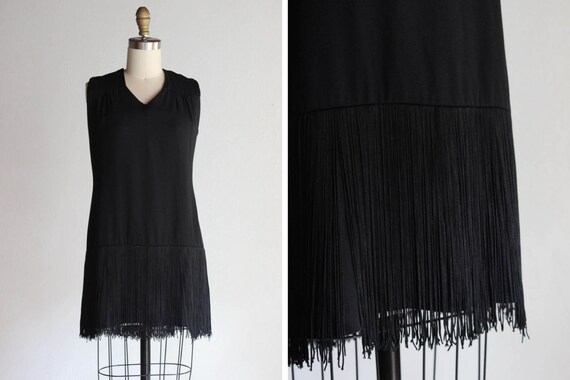 black dress with fringe bottom