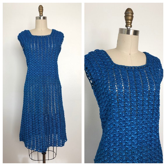 1950s Azure Raffia Dress