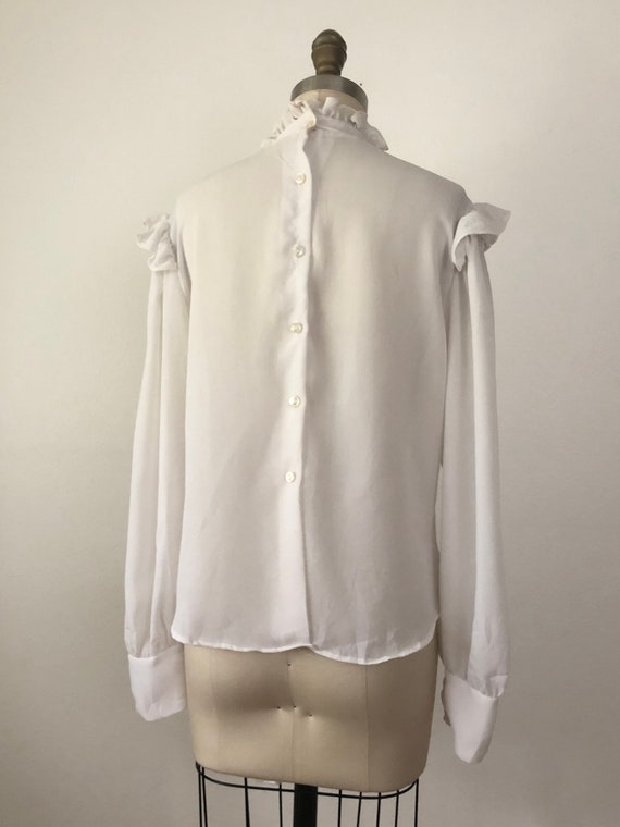 1970s Bianca High Collar Blouse | Vintage White B… - image 6