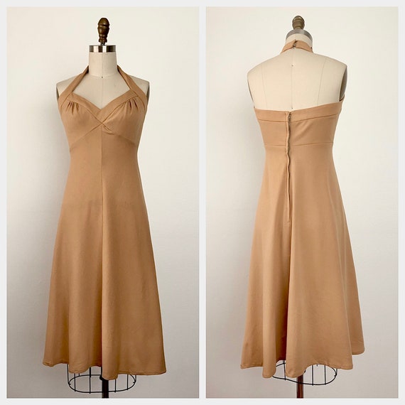 1970s Camel Halter Dress - image 1