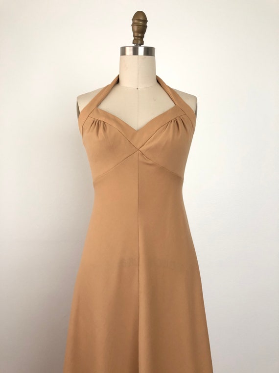 1970s Camel Halter Dress - image 3