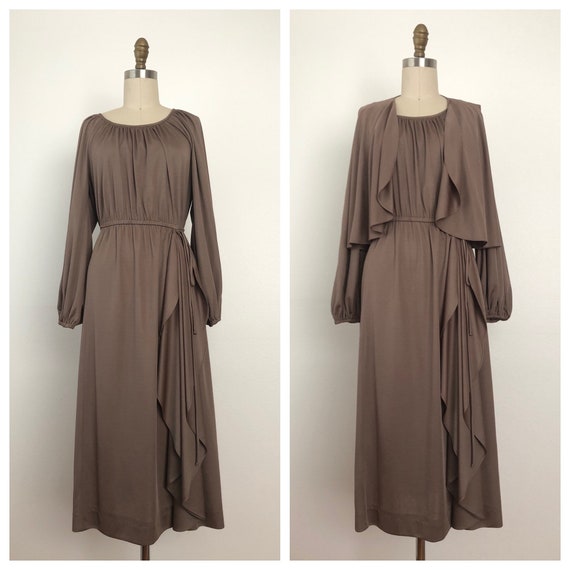 1970s Nude Disco Dress / Studio 54 Vest Dress