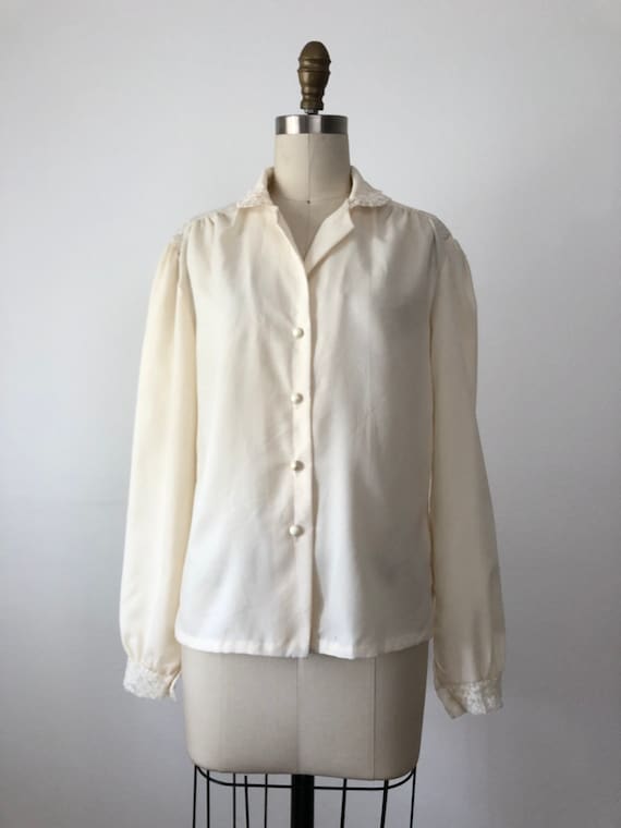 Vintage 70s Emily Blouse | Vintage Cream Blouse - image 2