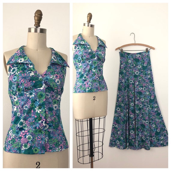1960s Floral MOD set | Vintage Top and Pants set